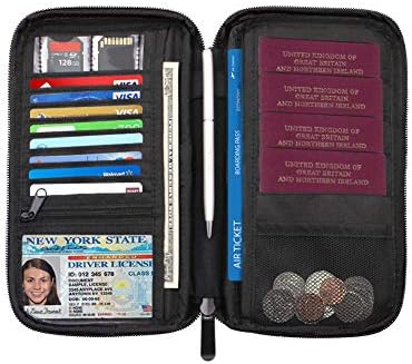 ETLEE Travel Passport Wallet, Waterproof Passport Holder with Credit Card Bag Cash Ticket Organizer Case for Men & Women -Black