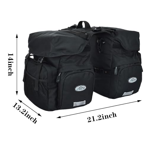 ZTZ 50L Waterproof Bicycle Panniers, Made of High Density 600D Polyester for One. The Bicycle Saddle Bag Comes with a Reflective Trim and a Cover (Black)