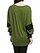 Allegra K Women's Contrast Color Round Neck Draped Long Sleeve Batwing Dolman Tunic Tops Medium Green