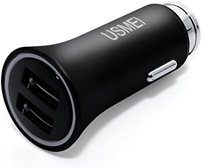 Smart Quick Car Charger,5V/3.6A Dual USB Port Power Charger Adapter with Led Light Compatible for IOS Android Smart Phones and Tablets(Black)