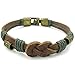KONOV Mens Leather Rope Bracelet, Tribal Braided Infinity Symbol Cuff Bangle, Brown Gold