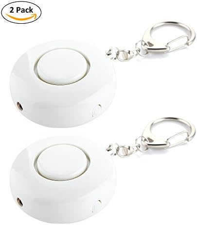 Personal Alarm Keychain,Dmeixs 2 Pack 125DB SOS Emergency Personal Alarm,Siren Song Alarm Keychain Self Defence Alarm Keychain with LED Flashlight(White)