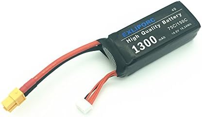 EXLIPORC 1300mAh 14.8V 75C 4S LiPo RC Battery Pack with XT60 Plug for FPV Racing