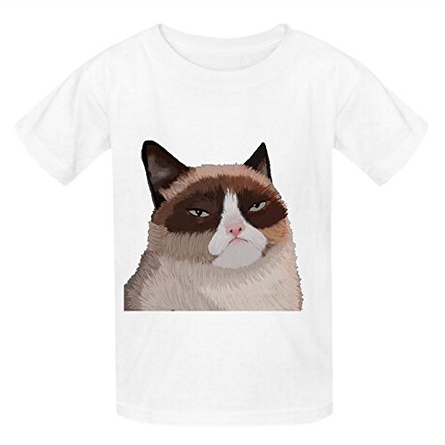 Grumpy Cat Oog Unisex Crew Neck Cotton T Shirt White