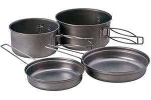 Snow Peak Titanium Multi Compact Cookset - Ultralight Camping Cookware Set with Pots & Frying Pans - Titanium Cookset for Out