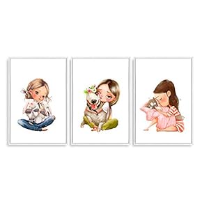 Framed Canvas Wall Art for Living Room, Bedroom Cute Animals Baby Room Canvas Prints for Home Decoration Ready to Hanging - 16"x24"x3 Panels