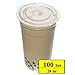 Belinlen 100 Sets 24 oz. Plastic CRYSTAL CLEAR Cups with Flat Lids for Cold Drinks, Iced Coffee, Bubble Boba, Tea, Smoothie etc.