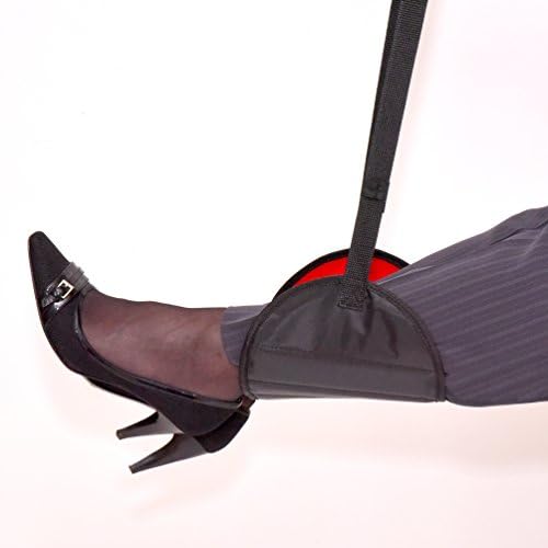 Portable Foot Rest for Airplane Travel and Office - Flight Footrest Hammock - Travel Accessories Adjustable Height with Premium Memory Foam - Red