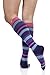 Vim & VIGR Women's 15-20 mmHg Compression Socks: Fun Stripes - Grape & Pink (Cotton) (Wide Calf)
