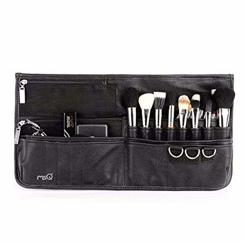 MSQ Makeup Brush Belt Apron Bag Case Multi Pocket Foldable Fanny Pack Cosmetic Brush Pouch Holder Organizer with Adjustable Artist Belt Strap Best for Artist / Fashion Stylist