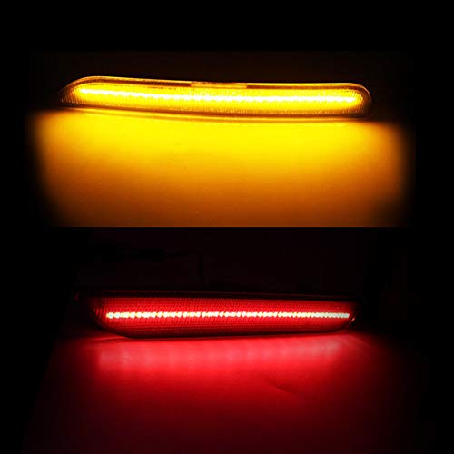 GTINTHEBOX Smoked Lens Amber/Red Front Rear Full LED Side Marker Light for 2010-2014 Ford Mustang,Replace OEM Sidemarker Lamps (Front: Amber, Rear: Red)
