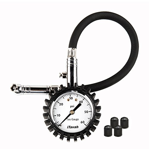 Click Here to See More Images Tire Pressure Gauge, iTavah Heavy Duty Accurate Tire Gauge for Car, Motorcycle, Truck, etc (60 psi OR 100 psi Random)
