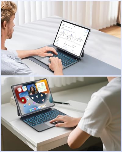 Bettdow Keyboard for iPad Air 13" M4 2026/M3 2025/M2 2024, iPad Pro 12.9"(6th/5th/4th/3rd Gen), Spanish Ñ Lightweight Aluminum Alloy Magnetic Floating Design Keyboard with Trackpad, Black