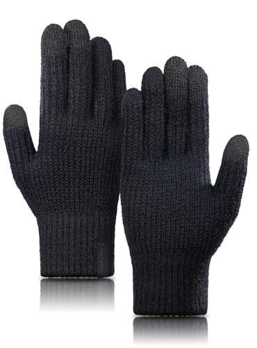 TRENDOUX Merino Wool Thick Winter Gloves for Men Women Touchscreen Fingers Stretch Warm Soft Skin-Friendly Anti-pilling