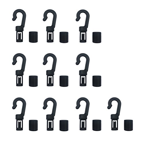 10 Pcs Bungee Shock Cord Hook for 1/4 inch and 3/16 inch Rope Terminal Ends Tabbed S Open Hooks for Kayaks - Thumbnail 2