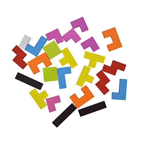GEMEM 3 in 1 Wooden Tetris Puzzle Brain Teasers Toy Tangram Jigsaw Intelligence Colorful 3D Russian Blocks Game Montessori Toys for Children and Adults