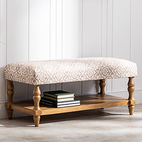 Janoray Entryway Bench with Storage, Farmhouse Upholstered Wooden Bench