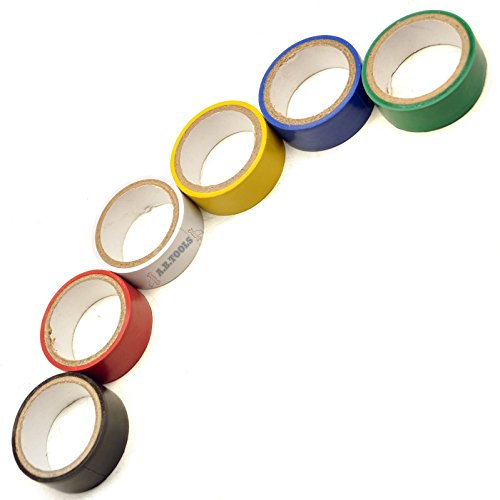 6PK Insulation Insulating Tape Electrical Electricians PVC Roll 6 Colours Sil167