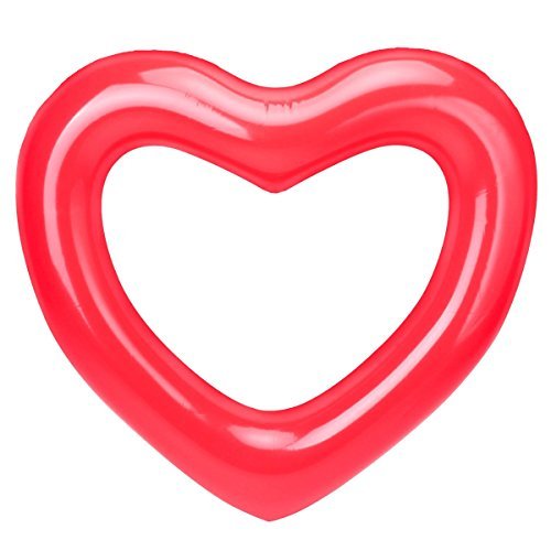 Inflatable Swim Rings,Red Love Heart Swim Ring - Fun Adults or Kids Swim Party Toy (Love Heart)