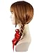 Brown Double Braid Wigs Long Hair with Straight Bangs for Role Play Costume Party