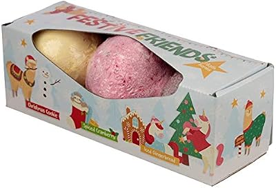Puckator Handmade Christmas Bath Bomb Set 3 Festive Scents Cinnamal Lemon