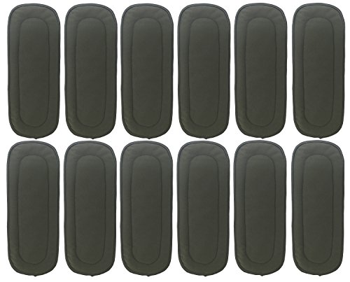 Vlokup Baby Cloth Diaper Inserts 5 Layer for Newborn Toddler Kids, Nature Charcoal Bamboo Nappy Liner for Pocket Diaper, Reusable Washable Overnight Absorbent (Pack of 12)