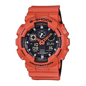Casio-G-Shock-XL-Series-Quartz-Sport-Watch-Resistant-Strap-OrangeBlack-294-Model-GA100L-4A
