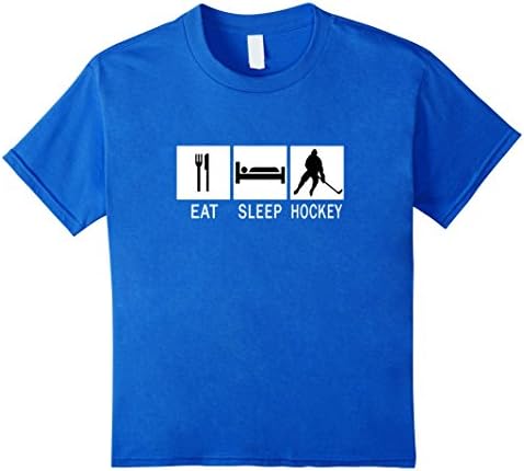 Eat Sleep Hockey Funny T-Shirt - Kids 8 - Royal Blue