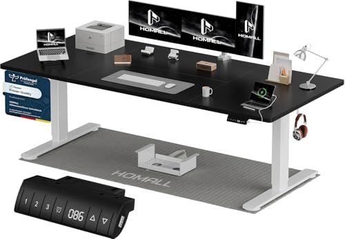 Homall Höhenverstellbarer Schreibtisch 200x80cm mit USB-A Ladeanschluss, Elektrischer Schreibtisch mit Kabel Management Tray, Standing Desk mit 3 Memo