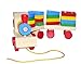 Lewo Wooden Geometric Shapes Stacking Train Peg Puzzles Games Toddlers Educational Toys