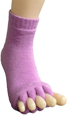Hxst Yoga Sports GYM Five Toe Separator Socks Health Massage Foot Alignment Foot Socks for Men and Women (Purple)
