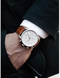Reloj de pulsera cronógrafo de lujo para hombre Vincero - Banda de reloj de cuero italiano de grano superior - Reloj cronógrafo de 43 mm - Movimiento de cuarzo japonés