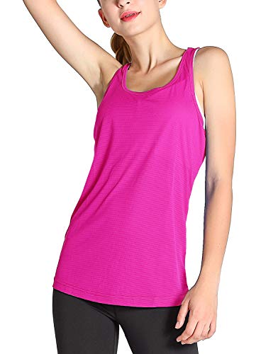 Fastorm Running Tank Tops for Women Active Racerback Dry Fit Tank Top Cyber Pink 2XL