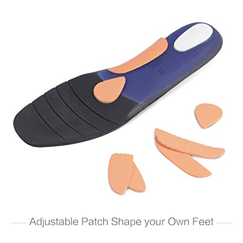 +MD Womens & Mens Shoe Insoles with Arch Support Orthotic Inserts for Plantar Fasciitis, Flat Feet, High Arch, Pronation, Heel Spurs & Foot Pain Black9-10.5