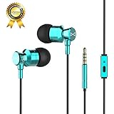 Marsno M1 Wired Metal In Ear Headphones, Noise Isolating Stereo Bass Earphones With Mic，Dynamic Drivers Earbuds Provide Stereo &amp; Crystal Clear Sound (Blue)