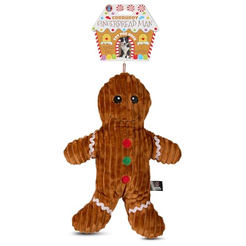 Bow Wow Pet Holiday Plush Gingerbread Man Squeaky Dog Toy, Large