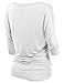 TWINTH Womens 3/4 Sleeve Dolman Drape Top with Side Shirring Loose Fit Tunic Top Plus Size White XX-Large