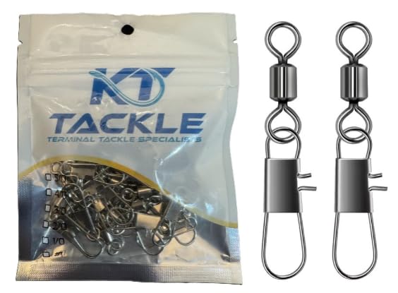 KT Tackle Fishing Clips & Swivels 5 sizes 4/0, 3/0, 2/0, 1/0, #1 25/50Pcs (25, 1/0)