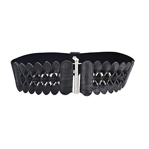 Women Elastic Belt High Waist Cinch Stretch Leather Sash for Ladies Wide Band Plus Size Girl Gift Corset Belt for Dress(Hollow,XL)