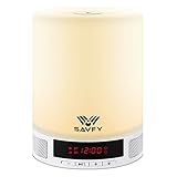 Bedside Lamp Light Night, SAVFY Bluetooth Speaker with LED Touch Sensor and Alarm Clock, Hands-Free Speakerphone with Mic, Best Gift for Men Women Teens Kids Children Sleeping Aid White