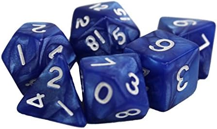 Dragons Play Polyhedral 7-Die Nebulo Mazarine Marble Dice Set - d4, d6, d8, d10, d12, d20 &amp; d00