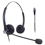 Xintronics Corded Call Center Telephone Headset RJ9 Headphone with Mic Noise Cancelling for Aastra Polycom Mitel Office Landline Phones and Call Center