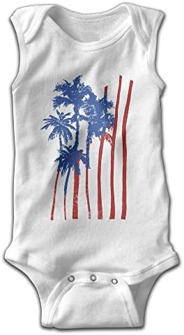 FSFUNNY Infant Sleeveless Onesies USA American Flag Palm Art Bodysuit For Baby Boy And Girl 100% Cotton Jumpsuit