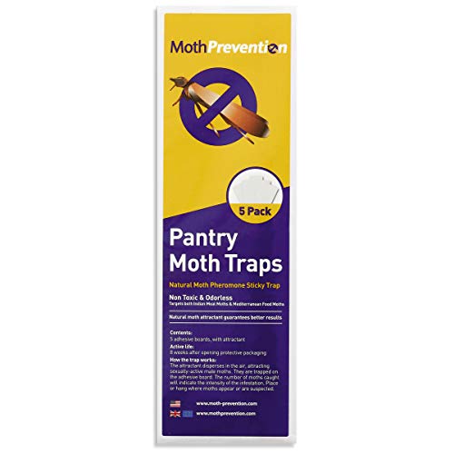 Powerful Pantry Moth Trap 5-Pack | Pantry Moth Killer Traps by MothPrevention | Odor-Free & Natural | Best Catch-Rate for Kitchen Moths on The Market! - Results Guaranteed
