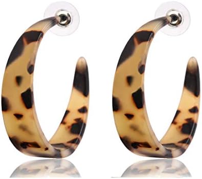 ALEXY Women’s Mottled Hoop Earrings Bohemia Acrylic Resin Hoops Stud Earrings