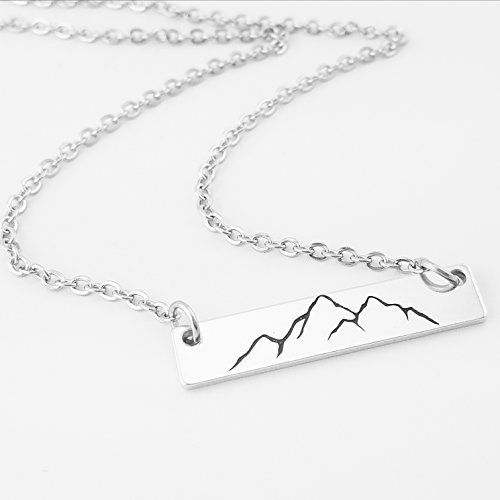 Mountain Range Bar Necklace - Hand Stamped Aluminum and Stainless Steel