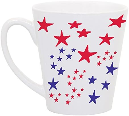 High Tide Mugs Star Coffee mug, 12 ounce Latte Style Coffee or Tea mug, Red & Blue stars for your USA home decor