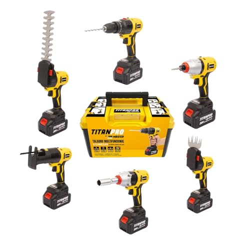 ToolMaster Taladro Inalámbrico Recargable Kit 6 en 1 Premium Titan Pro con 16 piezas Cabezales Intercambiables Taladro, Desarmador, Cortadora Incluye Caja De Herramientas