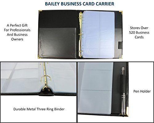 Bailey Card Holder For Business Cards, Business card Book, Business Card Pages, Business Card Organizer, Business Card Binder, Business Card Holder