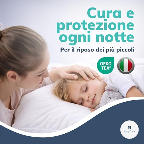 BabyTools Children's Cot Cushion with Cover 100% Breathable Cotton, Anti-Dust Mite Pillow for Cot, Cot and Kindergarten Pillow Children from 2 to 4 Years Oeko-Tex Certified 100% Made in Italy